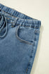 Retro Inspired Washed Wide Leg Drawstring Denim Pants